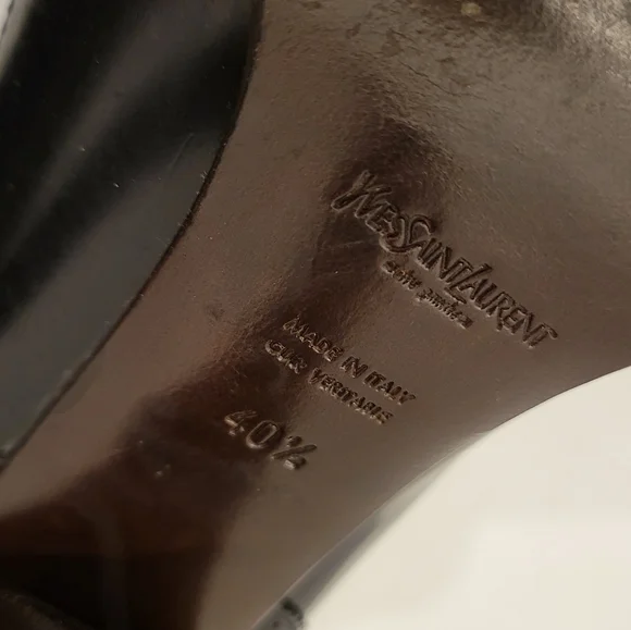 Yves Saint Laurent Black Leather Wingtip Pumps Size 40.5/ 10 - Picture 10 of 11